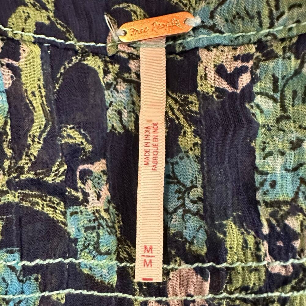 Free people Bohemian See it through Maxi Dress Twilight Floral Medium Retro 70s - Picture 12 of 13